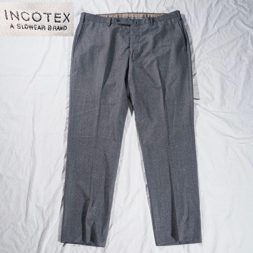 Incotex Classic Fit Dress Pants Super 120s Wool Gray 38